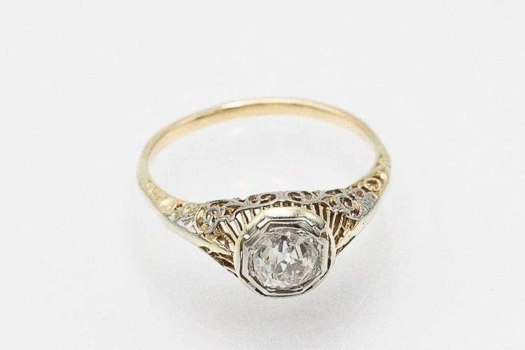 Bague 56 Bague solitaire ancienne en or 18 carats et diamant 0,75 ct 58 Facettes 11153