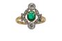 Bague 56 Bague ancienne émeraude et diamants en or jaune 18 carats et platine 58 Facettes 9987