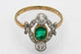 Bague 56 Bague ancienne émeraude et diamants en or jaune 18 carats et platine 58 Facettes 9987