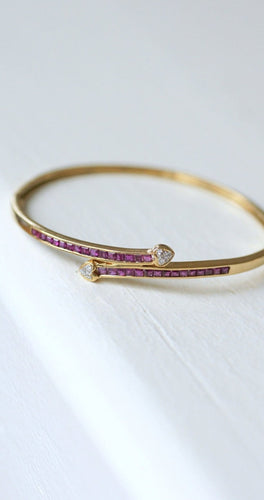 Bracelet Bracelet jonc coeur croisé rubis 58 Facettes