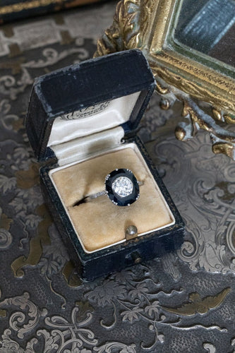 Bague 59 Art déco - Bague en platine avec diamant 0,85 ct et saphir synthétique 58 Facettes 11777