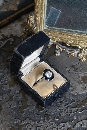 Bague 59 Art déco - Bague en platine avec diamant 0,85 ct et saphir synthétique 58 Facettes 11777