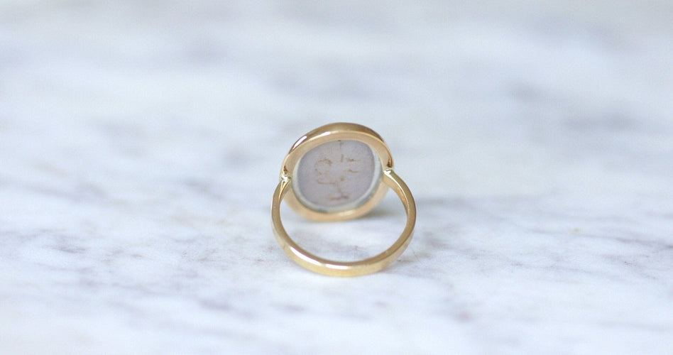 Bague 55 Bague micro-mosaïque bouquet de fleurs en or jaune 58 Facettes