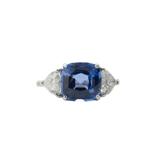 Bague 51 Bague en or blanc 18 carats avec saphir et diamants 58 Facettes