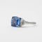 Bague 51 Bague en or blanc 18 carats avec saphir et diamants 58 Facettes