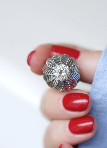 Bague Bague Boule Spirale - Diamant 1,25 ct en platine 58 Facettes