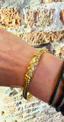 Bracelet Cartier - Bracelet deux ors en or jaune et blanc et diamants 58 Facettes