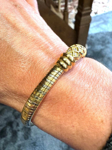 Bracelet Cartier - Bracelet deux ors en or jaune et blanc et diamants 58 Facettes