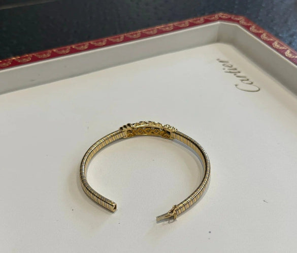 Bracelet Cartier - Bracelet deux ors en or jaune et blanc et diamants 58 Facettes
