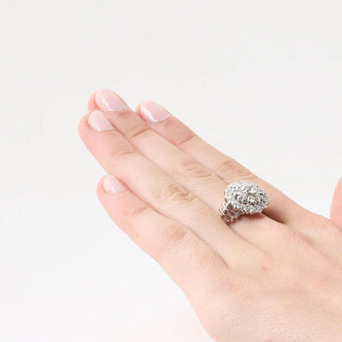 Bague 55 Bague vintage en or blanc 750/1000 et diamants 58 Facettes