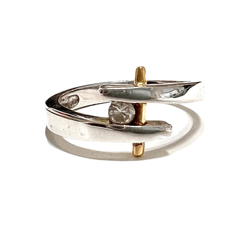 Bague 55.5 Bague tige en or 18 carats et diamants 58 Facettes