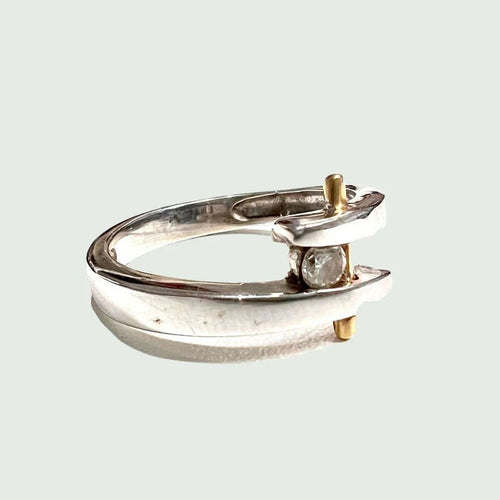 Bague 55.5 Bague tige en or 18 carats et diamants 58 Facettes