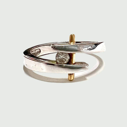 Bague 55.5 Bague tige en or 18 carats et diamants 58 Facettes