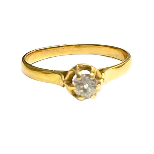 Bague 55 Bague solitaire en or 18 ct avec diamant taille ancienne 58 Facettes Q50B