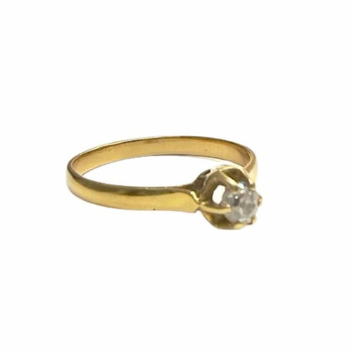 Bague 55 Bague solitaire en or 18 ct avec diamant taille ancienne 58 Facettes Q50B