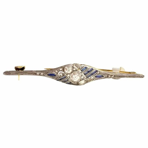 Broche Broche Art déco en or 18 ct et platine, diamants et saphirs 58 Facettes A1633