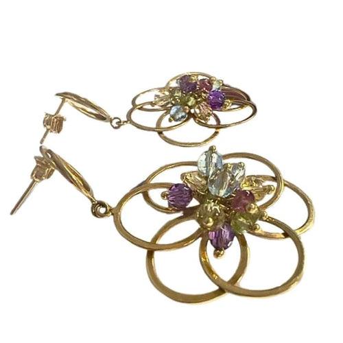 Boucles d'oreilles Boucles d'oreilles contemporaines en or 18 carats avec quartz, aigue-marine et améthyste 58 Facettes Q1B(915)