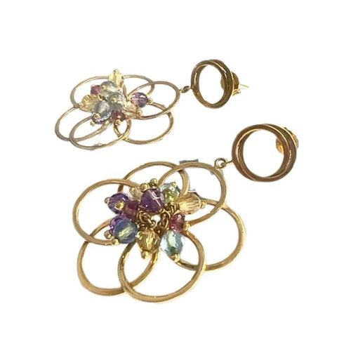 Boucles d'oreilles Boucles d'oreilles contemporaines en or 18 carats avec quartz, aigue-marine et améthyste 58 Facettes Q1B(915)