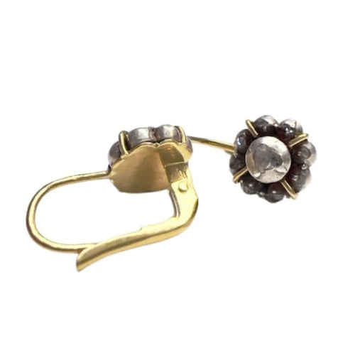 Boucles d'oreilles Boucles d’oreilles anciennes - Diamants en or jaune et argent 18 ct 58 Facettes Q145B