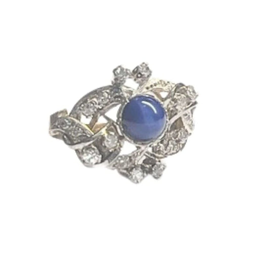Bague 56 Bague Art déco années 1930 en or 18 ct et platine, diamants et saphirs synthétiques 58 Facettes Q896A(860)
