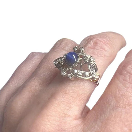 Bague 56 Bague Art déco années 1930 en or 18 ct et platine, diamants et saphirs synthétiques 58 Facettes Q896A(860)