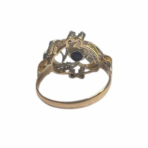 Bague 56 Bague Art déco années 1930 en or 18 ct et platine, diamants et saphirs synthétiques 58 Facettes Q896A(860)
