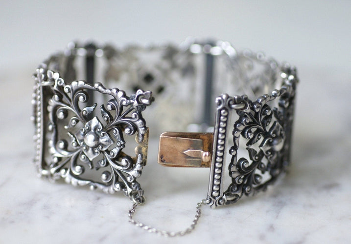 Bracelet Jules Wiese - Bracelet articulé en argent et or jaune 58 Facettes