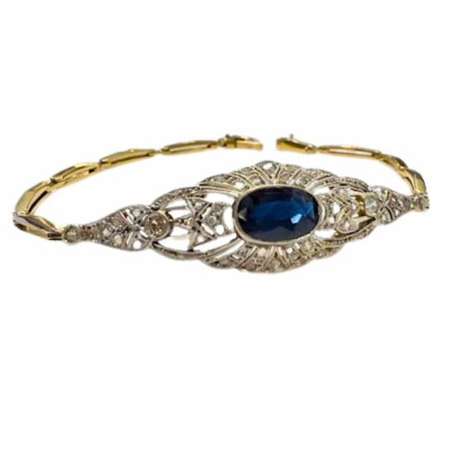 Bracelet Bracelet Art déco 1930-1935 en or 18 ct et platine avec diamants et saphirs 58 Facettes A2660