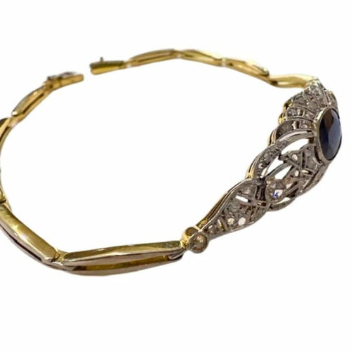 Bracelet Bracelet Art déco 1930-1935 en or 18 ct et platine avec diamants et saphirs 58 Facettes A2660
