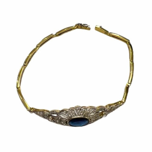 Bracelet Bracelet Art déco 1930-1935 en or 18 ct et platine avec diamants et saphirs 58 Facettes A2660