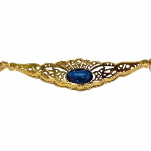 Bracelet Bracelet Art déco 1930-1935 en or 18 ct et platine avec diamants et saphirs 58 Facettes A2660