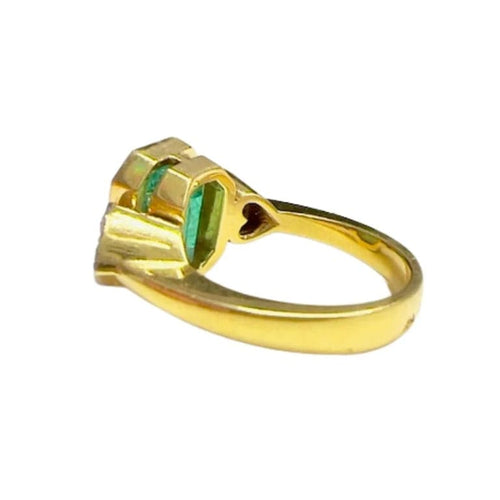 Bague 53 Silo XX - Bague en or jaune 18 ct avec diamants et émeraude 58 Facettes Q62B(918)