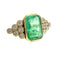 Bague 54 Bague contemporaine du XXe siècle en or jaune 18 ct avec émeraude et diamants 58 Facettes Q61B
