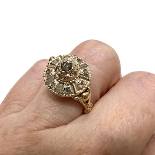 Bague 52 Bague époque 1910-1915 en or jaune 18 ct et diamants 58 Facettes Q98B