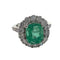 Bague 52 Bague design contemporain XXe siècle en or blanc 18 carats, diamants et émeraude 58 Facettes Q272B