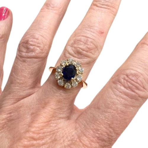 Bague 52 Bague Art déco en or 18 kt avec diamants et saphir naturel 58 Facettes Q304B(2)