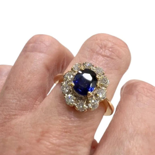 Bague 52 Bague Art déco en or 18 kt avec diamants et saphir naturel 58 Facettes Q304B(2)