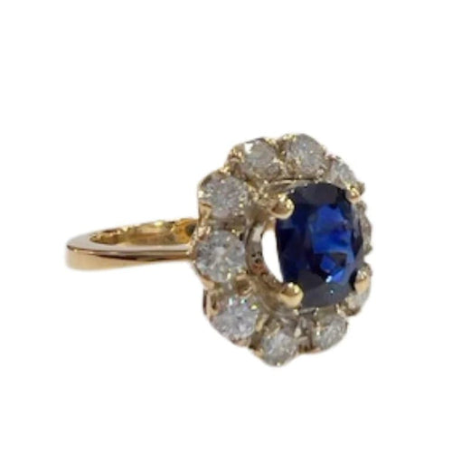 Bague 52 Bague Art déco en or 18 kt avec diamants et saphir naturel 58 Facettes Q304B(2)