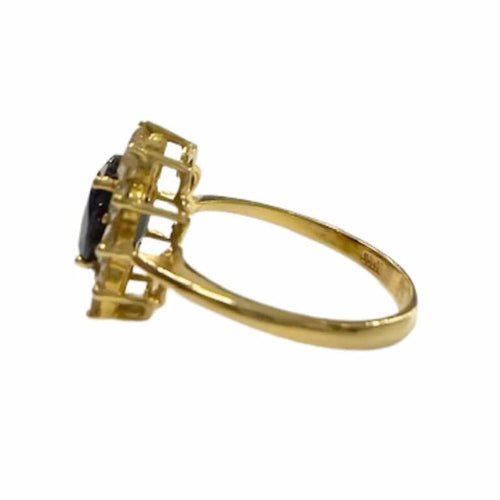 Bague 54.5 Bague rosace classique en or jaune 18 carats avec diamants et saphir 58 Facettes Q241B(959)