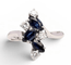 Bague 52 Bague Art déco 1945 en or blanc 18 carats avec diamants et saphirs 58 Facettes Q326B(965)