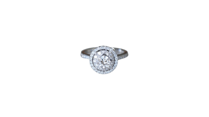 Bague 50.5 Bague cible double entourage diamants en or blanc 58 Facettes
