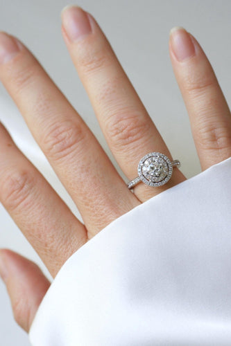 Bague 50.5 Bague cible double entourage diamants en or blanc 58 Facettes