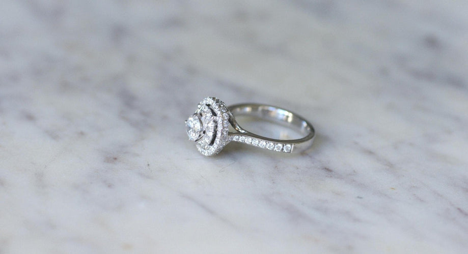 Bague 50.5 Bague cible double entourage diamants en or blanc 58 Facettes