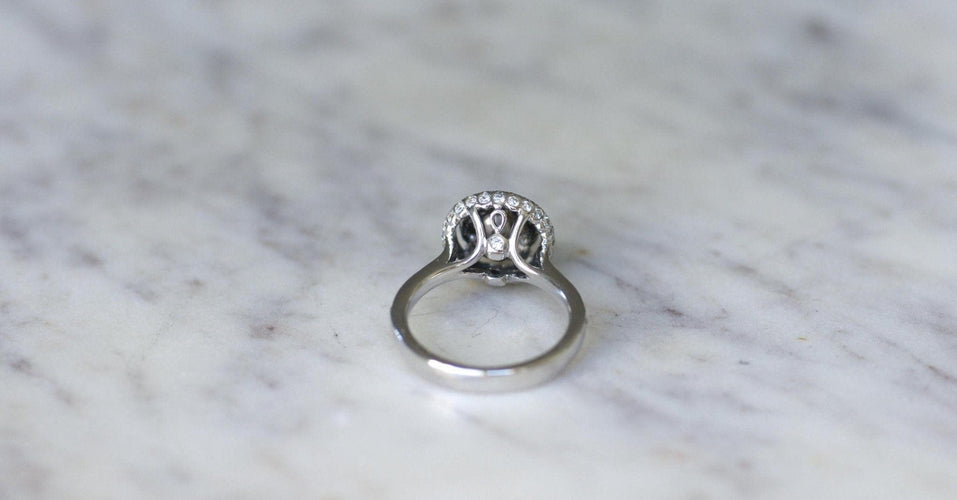 Bague 50.5 Bague cible double entourage diamants en or blanc 58 Facettes