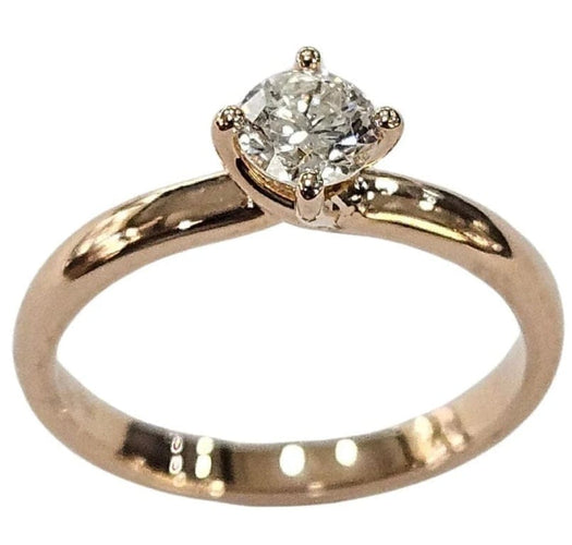 Bague 51 Bague solitaire en or rose 18 carats avec diamant 0,30 ct (HRD) 58 Facettes E30