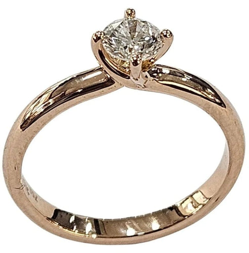 Bague 51 Bague solitaire en or rose 18 carats avec diamant 0,30 ct (HRD) 58 Facettes E30