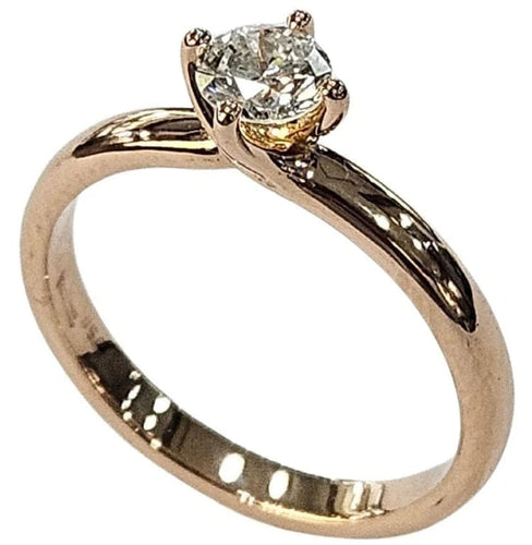 Bague 51 Bague solitaire en or rose 18 carats avec diamant 0,30 ct (HRD) 58 Facettes E30
