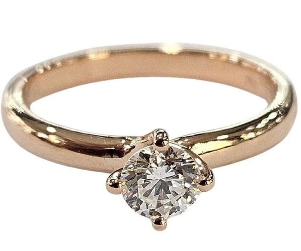 Bague 51 Bague solitaire en or rose 18 carats avec diamant 0,30 ct (HRD) 58 Facettes E30