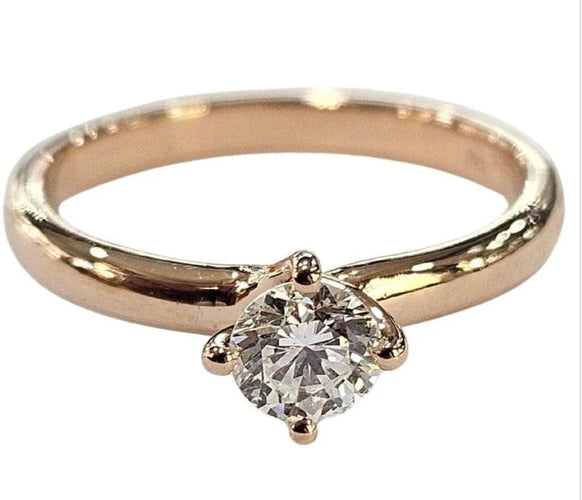 Bague 51 Bague solitaire en or rose 18 carats avec diamant 0,30 ct (HRD) 58 Facettes E30