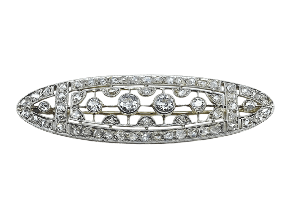 Broche Broche ajourée en or blanc 18 carats et platine, diamants 2 carats 58 Facettes AB668